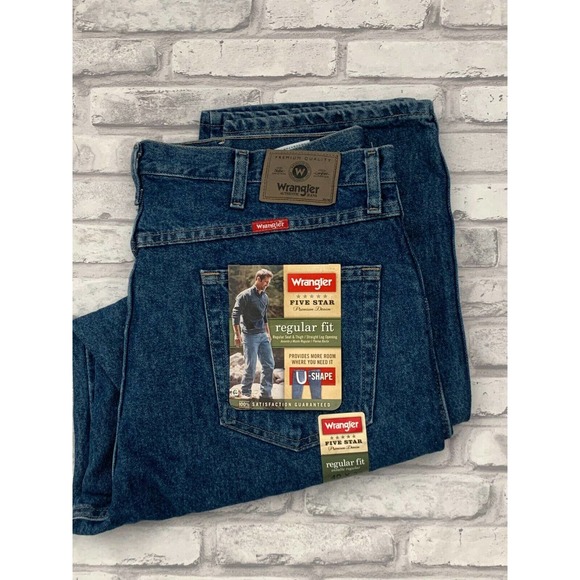 Wrangles Five Star Men's Jeans Dark Stonewash Size 40 x 32
